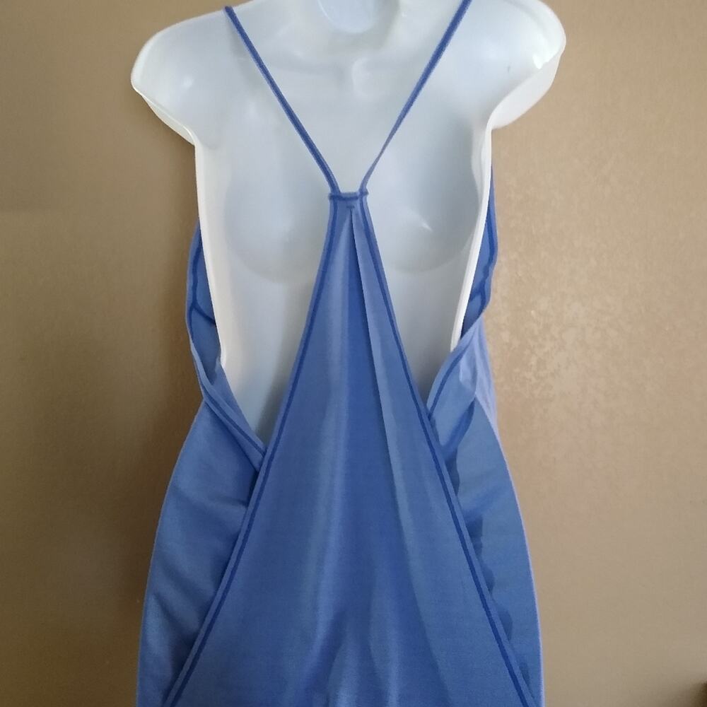 Zella M Blue Razor back strappy tank. - Picture 3 of 7